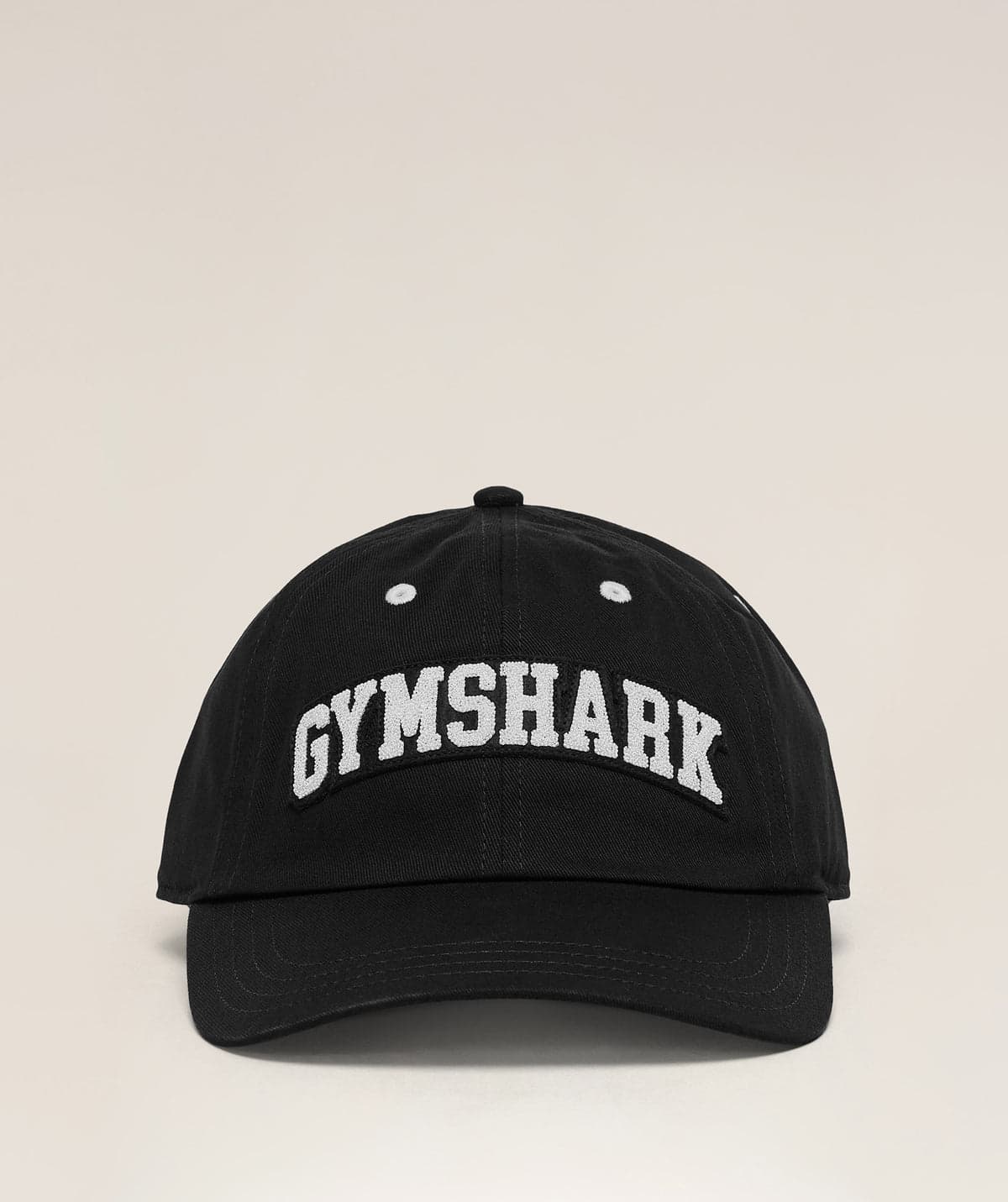 A black collegiate six-panel cap