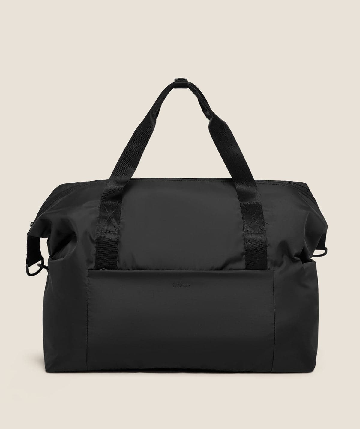 A black gym duffle bag
