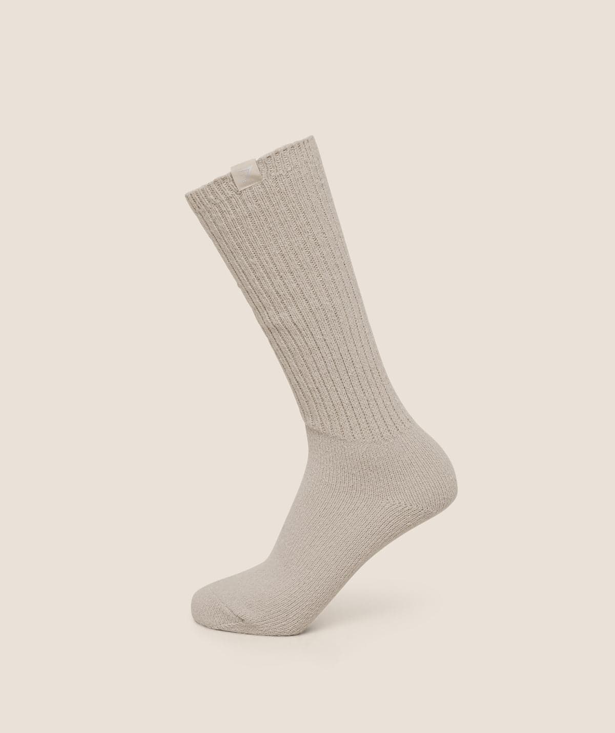 A soft oatmeal-grey comfort crew sock
