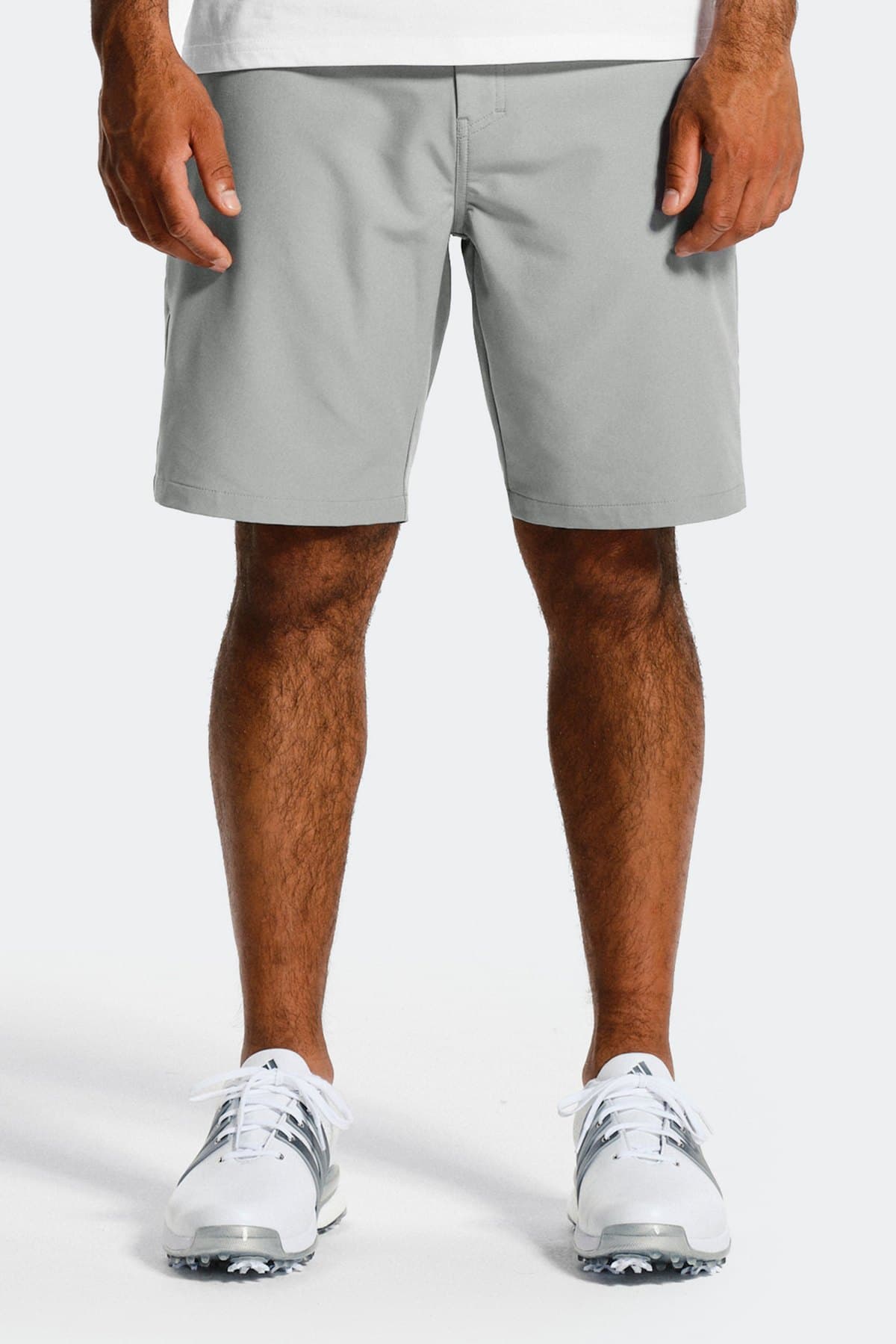 Male model in grey technical training shorts