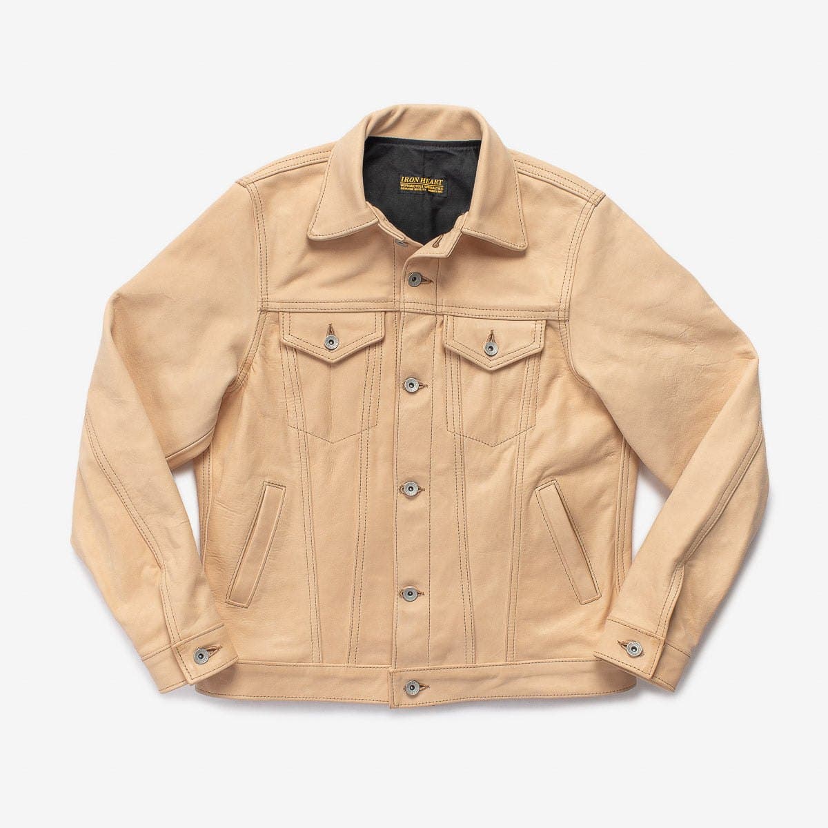 Natural tan horsehide trucker jacket