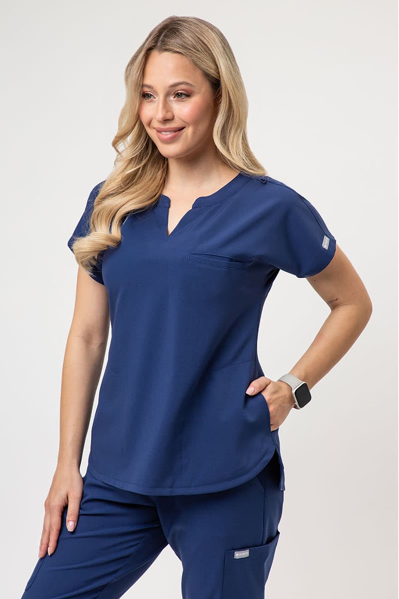 Medical scrub top on model
