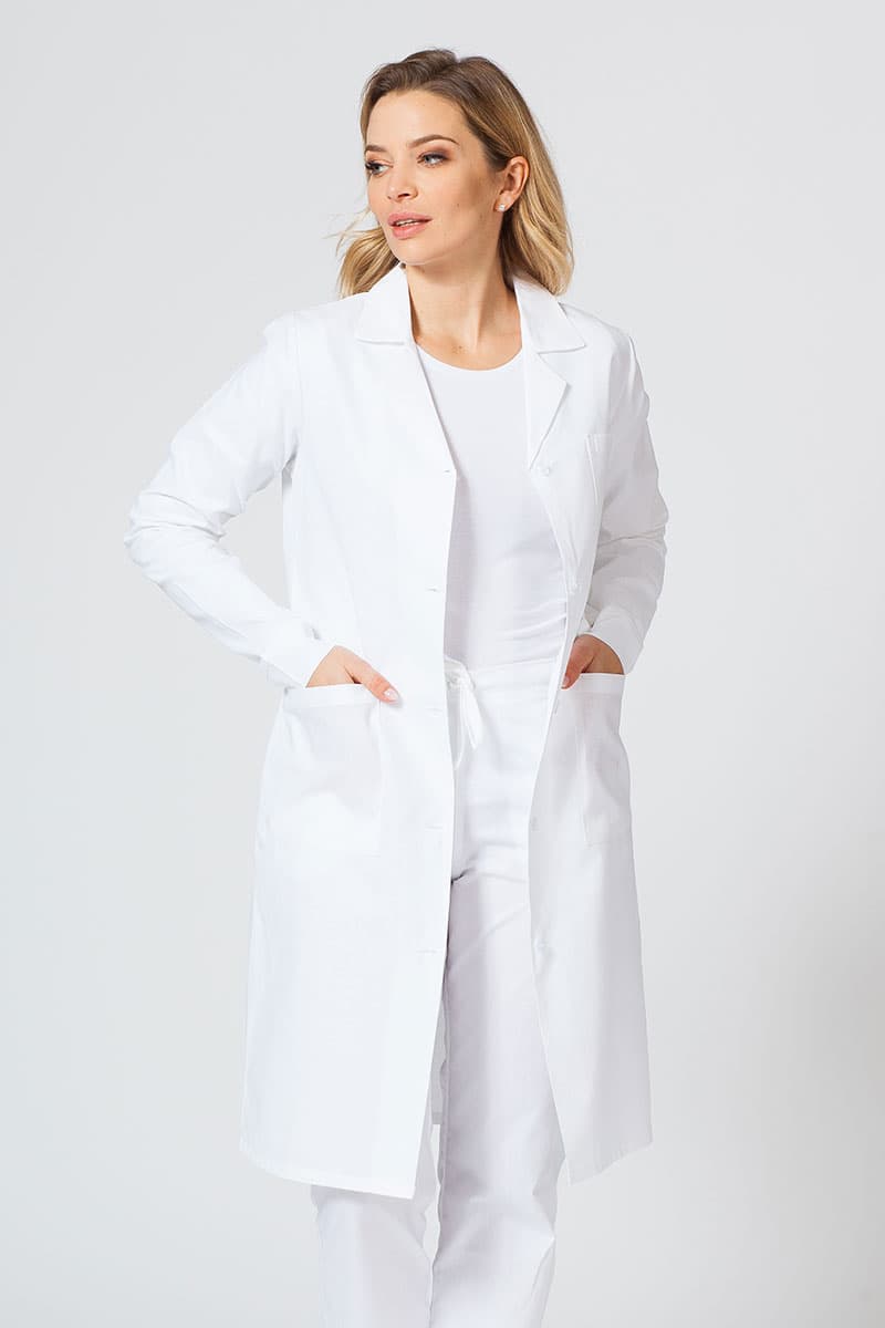 White medical lab coat on model
