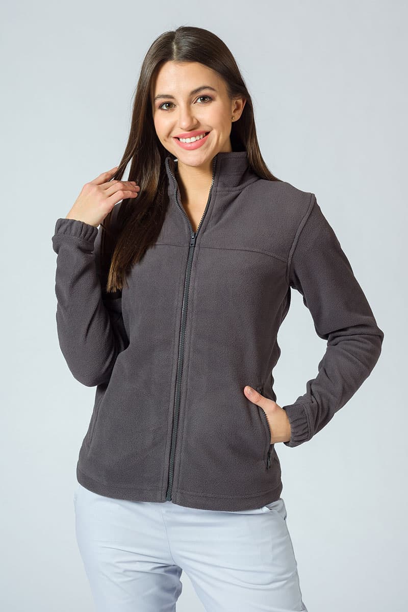Fleece work jacket on model