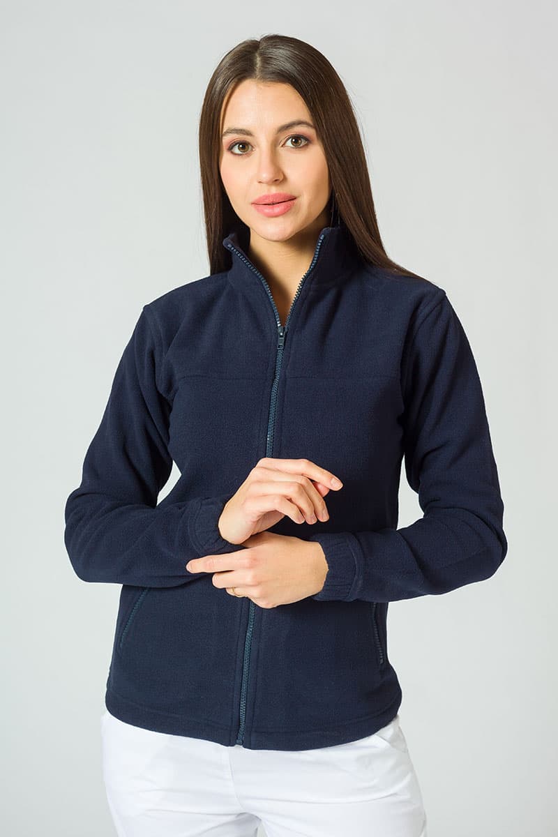 Fleece work jacket on model