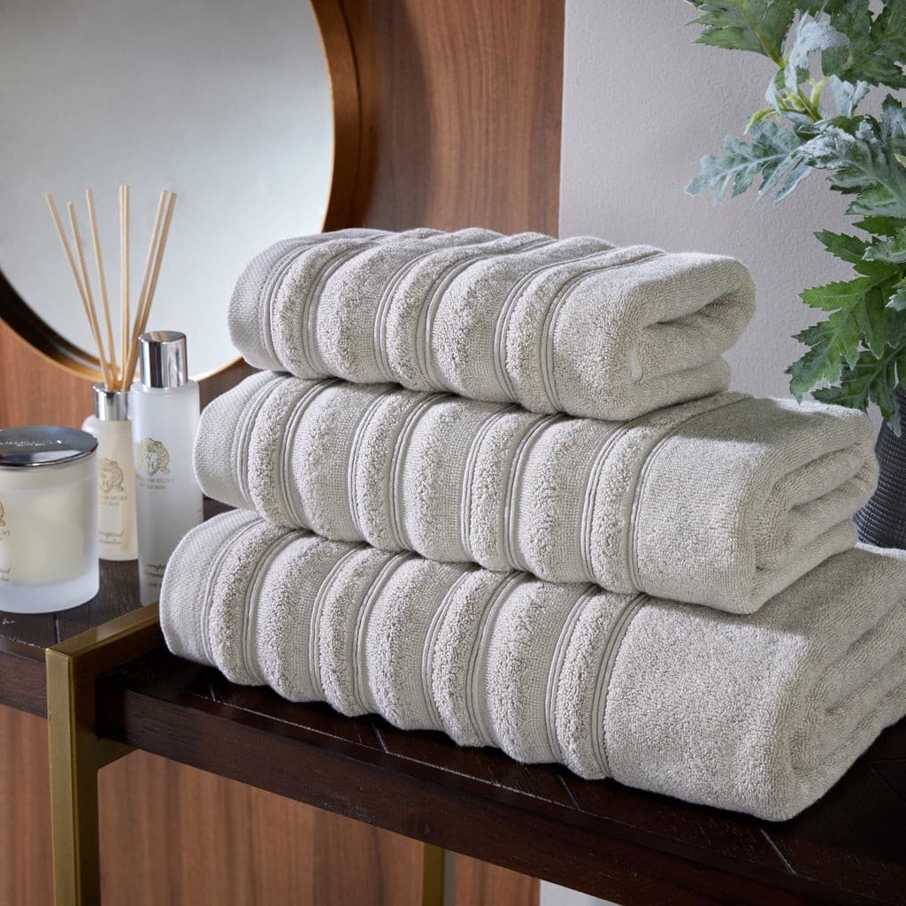 Grey ripple-texture bath towels