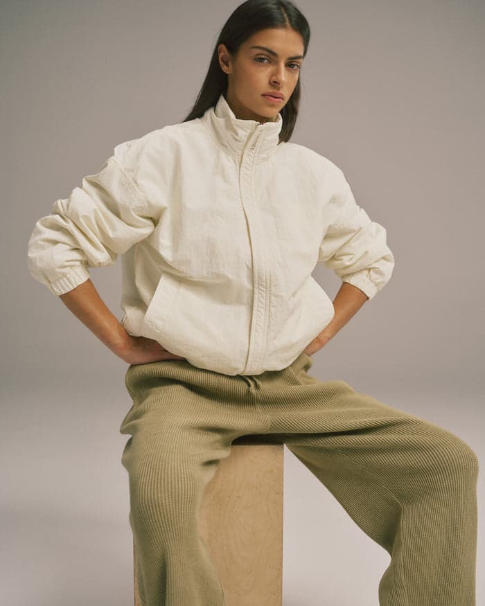 Marshmallow white funnel-neck track jacket